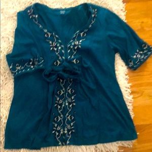 a.n.a XL teal top with tie strings